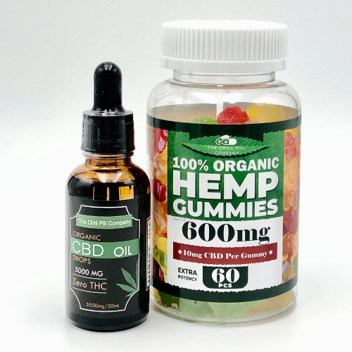 Gummies + Maximum Strength CBD Oil drops 5000 mg 30ml