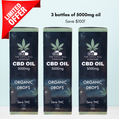 3 bottles of 5000mg CBD isolate oil - Save $100